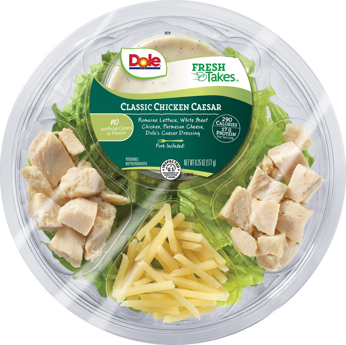 slide 1 of 6, Dole Fresh Takes Classic Chicken Caesar 6.25 oz, 6.25 oz