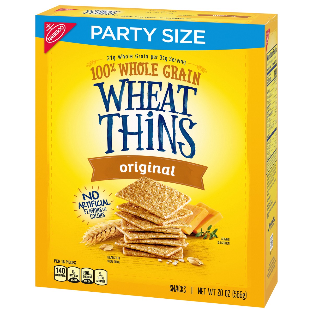 slide 4 of 14, Wheat Thins Original Whole Grain Wheat Crackers, Party Size, 20 oz Box, 20 oz