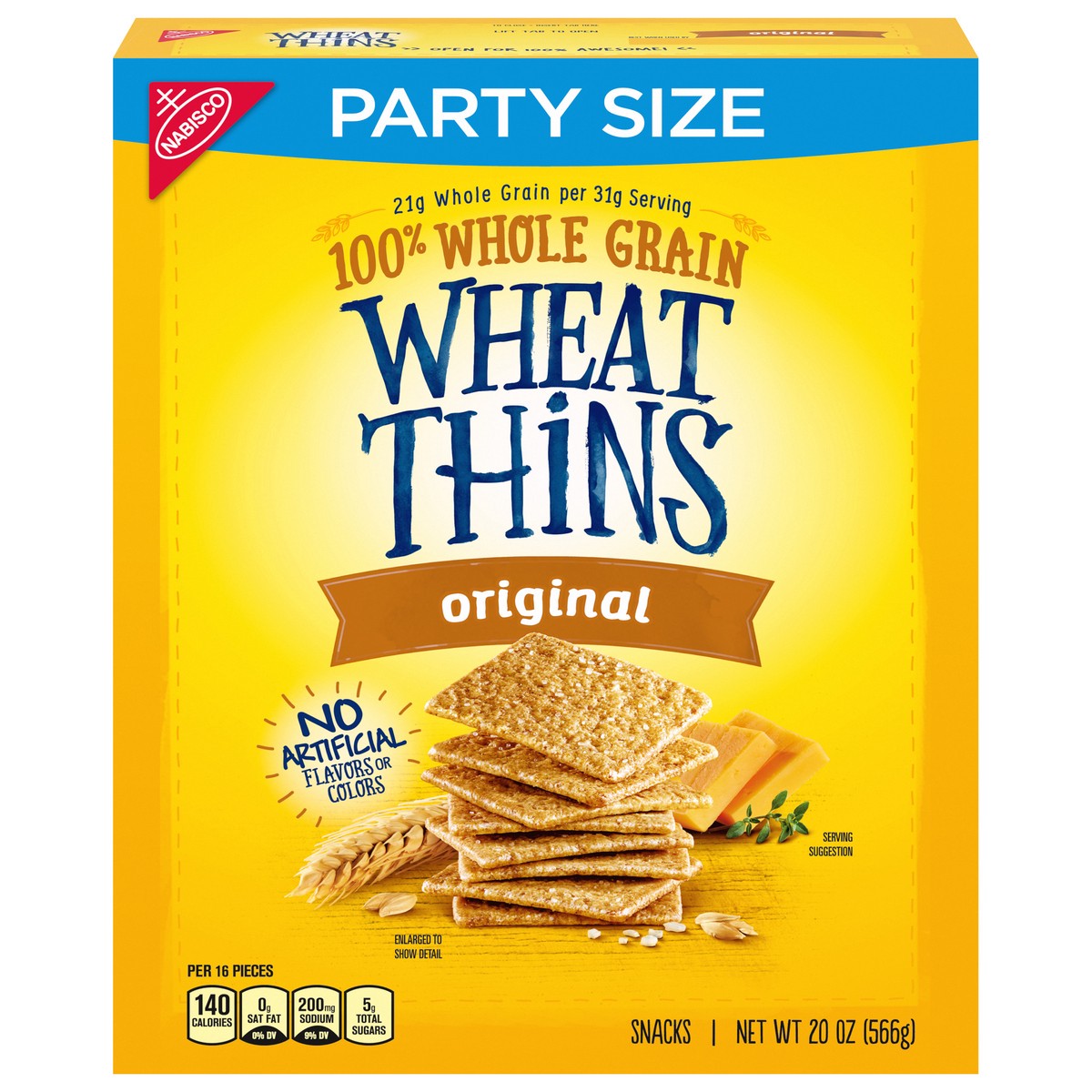 slide 1 of 14, Wheat Thins Original Whole Grain Wheat Crackers, Party Size, 20 oz Box, 20 oz