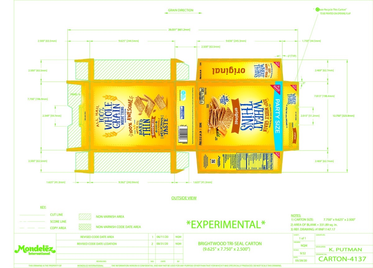 slide 8 of 14, Wheat Thins Original Whole Grain Wheat Crackers, Party Size, 20 oz Box, 20 oz