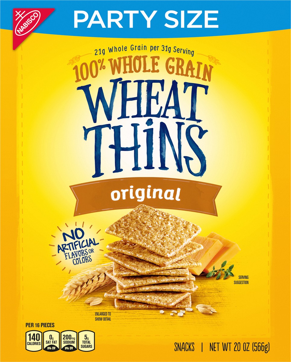 slide 14 of 14, Wheat Thins Original Whole Grain Wheat Crackers, Party Size, 20 oz Box, 20 oz