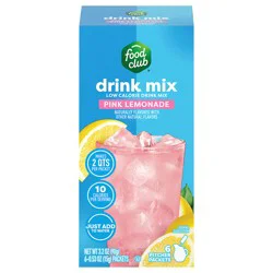 Food Club Low Calorie Pink Lemonade Drink Mix - 6 x 0.53 oz Packets