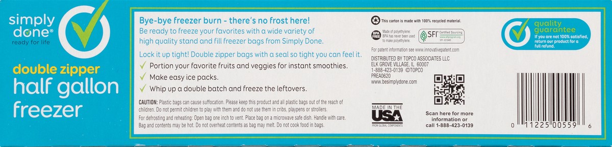 slide 5 of 8, Simply Done Freezer Bags, Double Zipper, Half Gallon, 36 ct