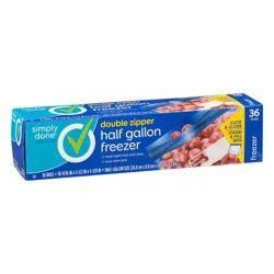 Simply Done Freezer Bags, Double Zipper, Half Gallon, 36 Count