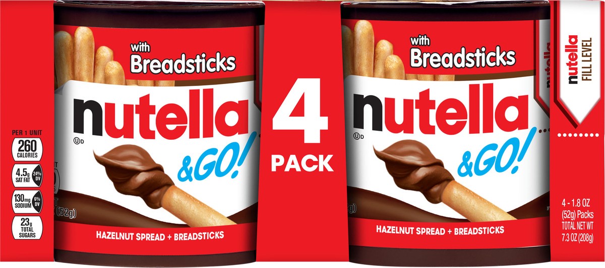 slide 2 of 11, Nutella & Go! Hazelnut Spread + Breadsticks 4 - 1.8 oz Packs, 4 ct