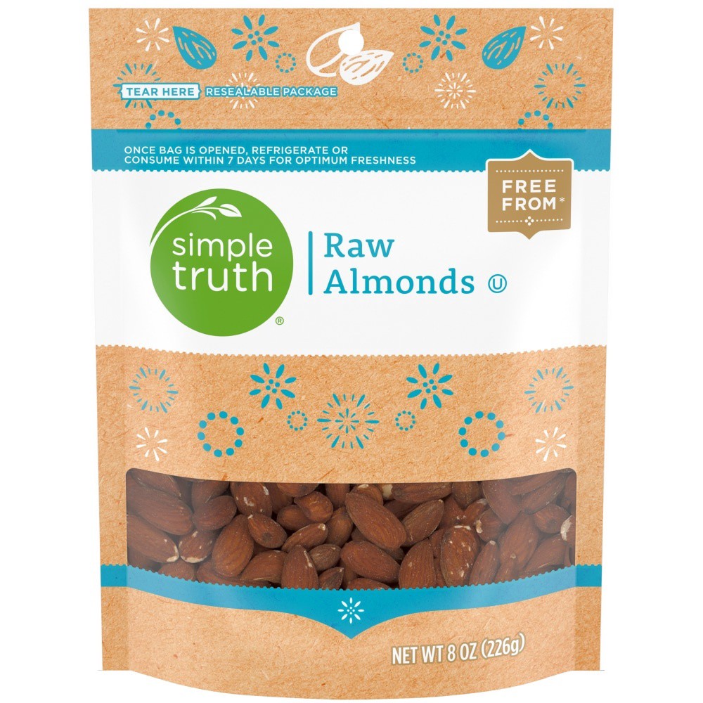 slide 1 of 4, Simple Truth Raw Almonds Pouch, 8 oz