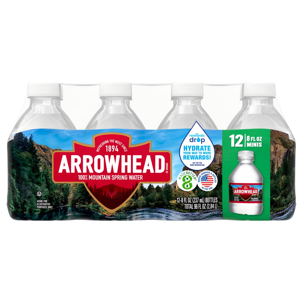 slide 1 of 5, ARROWHEAD Brand 100% Mountain Spring Water, 8-ounce mini plastic bottles (Pack of 12), 8 oz