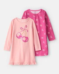 Carter's Girls Cherry Print Long-Sleeve Loose Fit Night Gowns - Pink Pink 6-7
