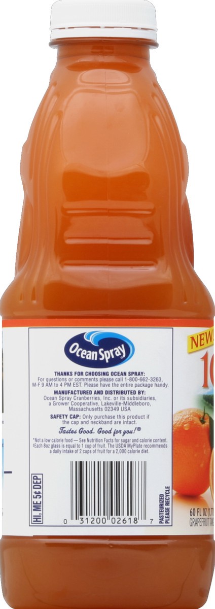 slide 3 of 4, Ocean Spray 100% Juice, No Sugar Added, Citrus Tangerine Orange Flavor, 60 fl oz