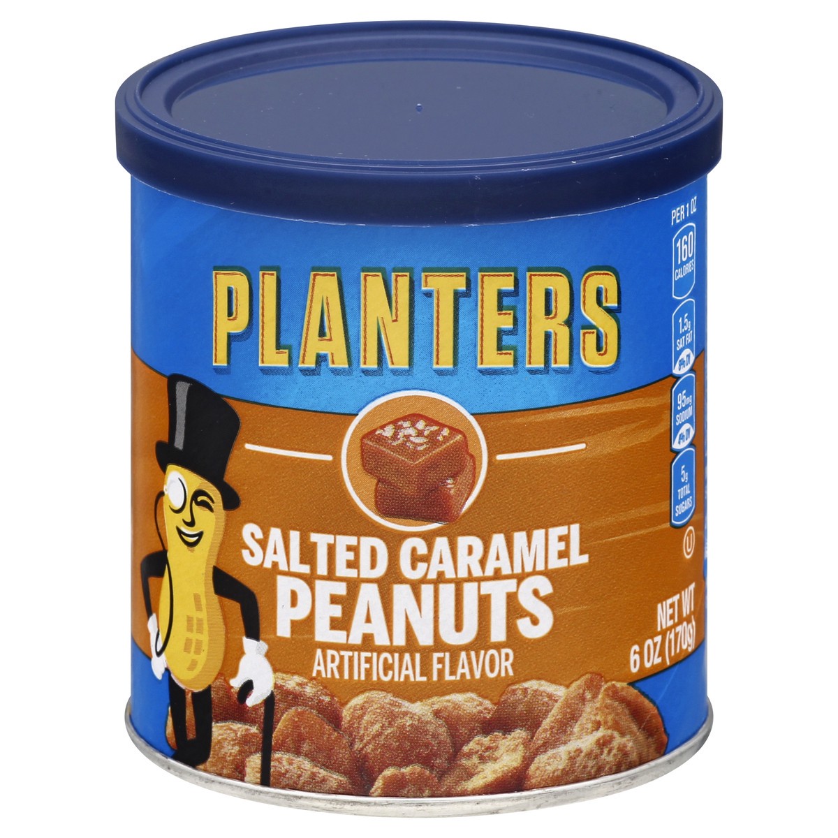 slide 1 of 7, Planters Salted Caramel Peanuts, 6 oz Canister, 6 oz