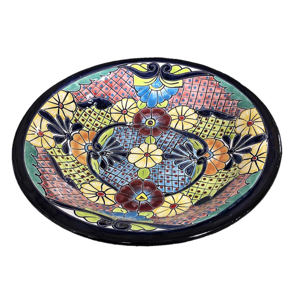 slide 1 of 1, Blue Orange Pottery Talavera Bird Bath Bowl, 1 ct