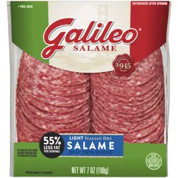 Galileo Salame Deli Thin Sliced Light Italian Dry Salami, 7 oz.