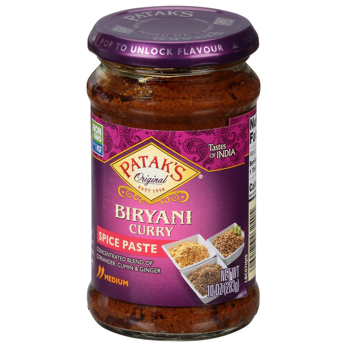 slide 7 of 12, Patak's Medium Biryani Spice Paste 10 oz, 10 oz