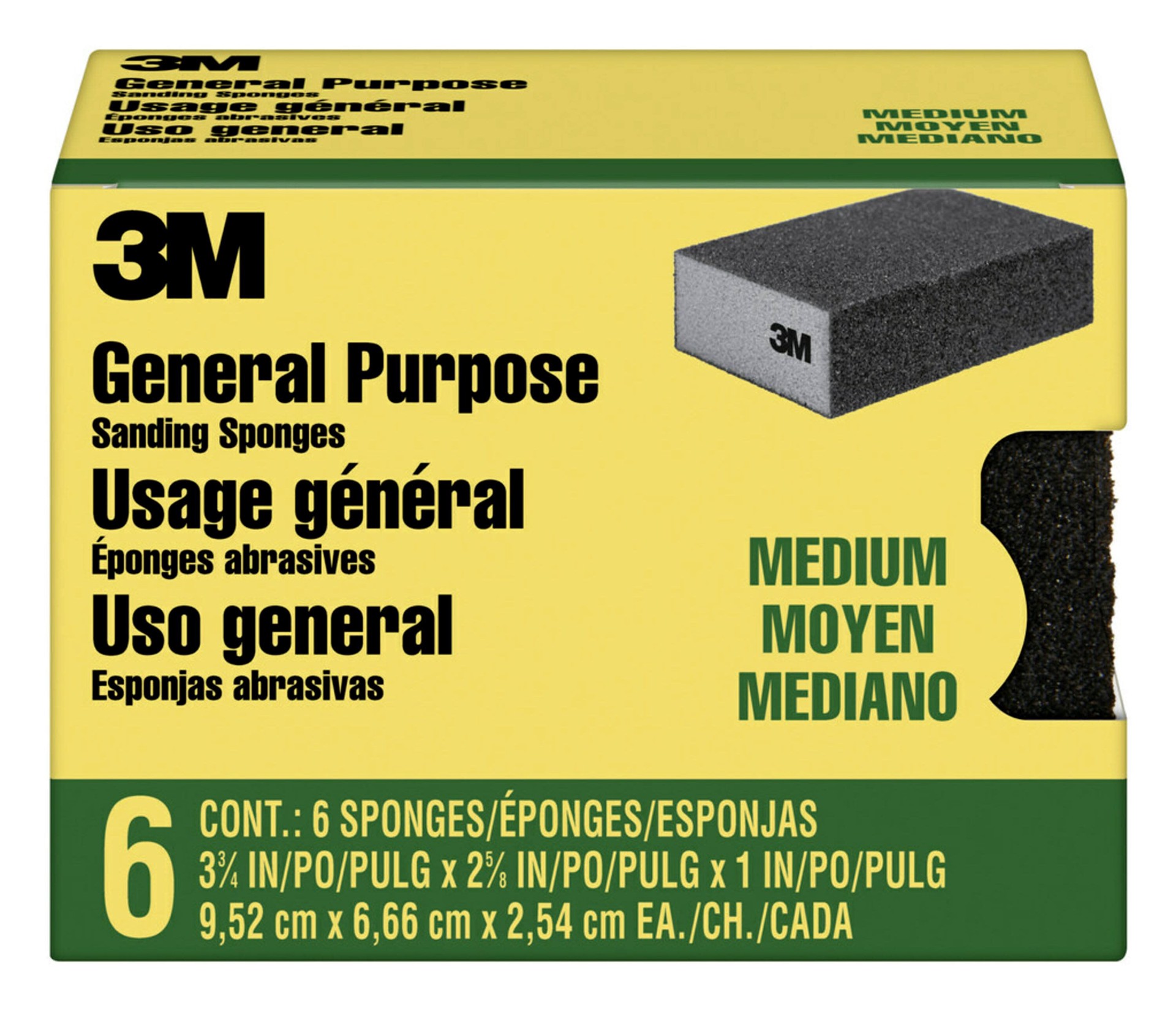 slide 2 of 5, 3M All Purpose Medium 80-Grit Sanding sponge 2.62-in x 3.75-in 6 -Pack, 1 ct