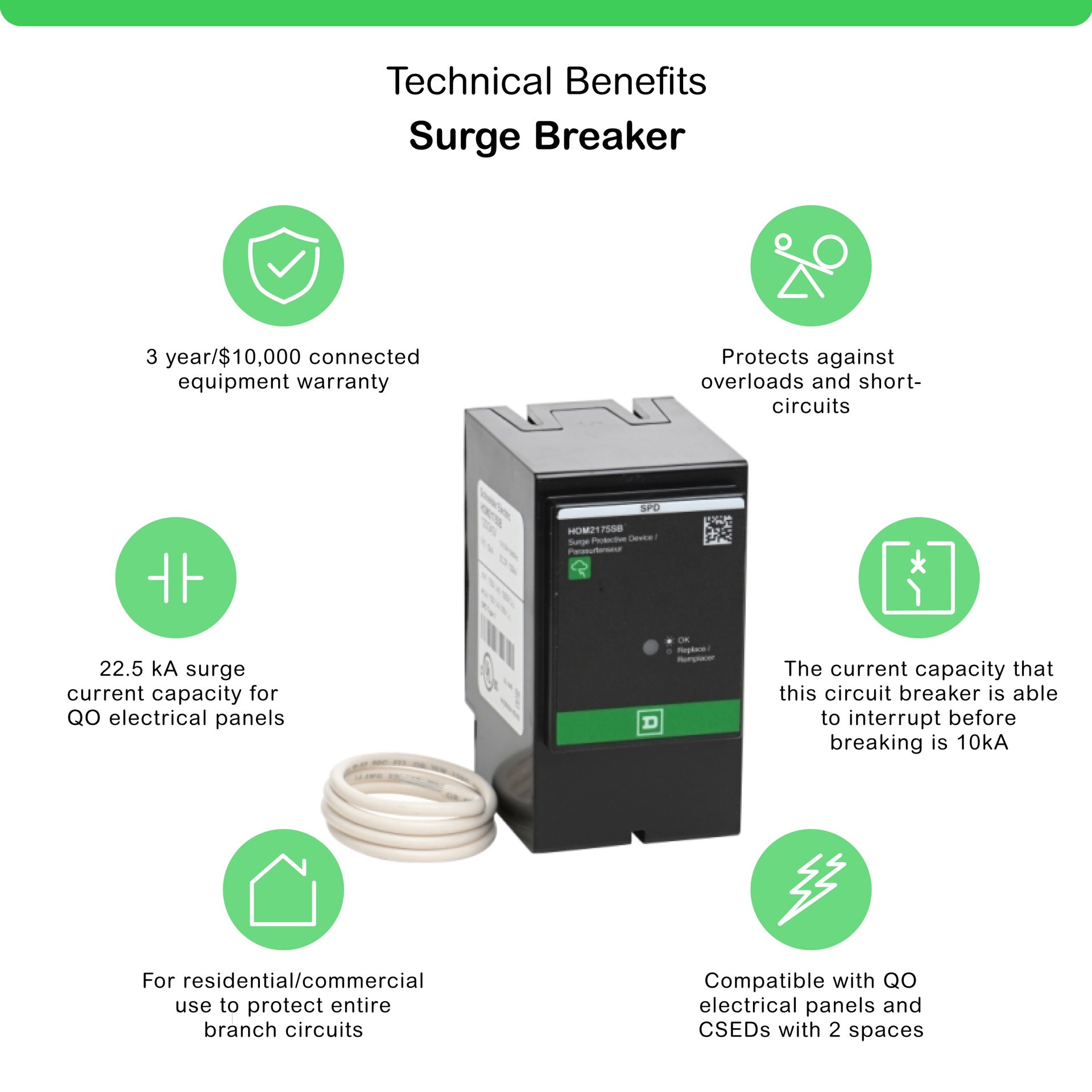 slide 2 of 6, Square D SurgeBreaker 25-kA Indoor Surge protective device, 1 ct