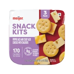 Meijer Snack Kits Colby Jack Cheese, Pepper Jack Cheese, And Mini Round Crackers 3 Pack