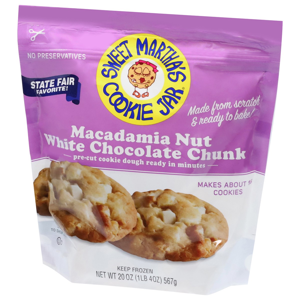 slide 6 of 14, Sweet Martha's Cookie Jar Macadamia Nut White Chocolate Chunk Cookie Dough 20 oz,