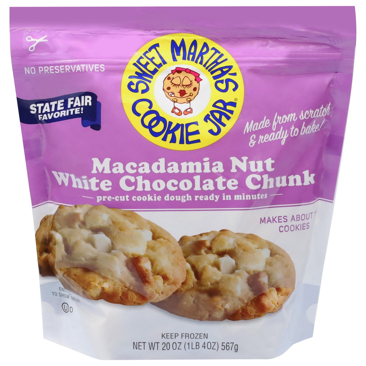 slide 8 of 14, Sweet Martha's Cookie Jar Macadamia Nut White Chocolate Chunk Cookie Dough 20 oz,