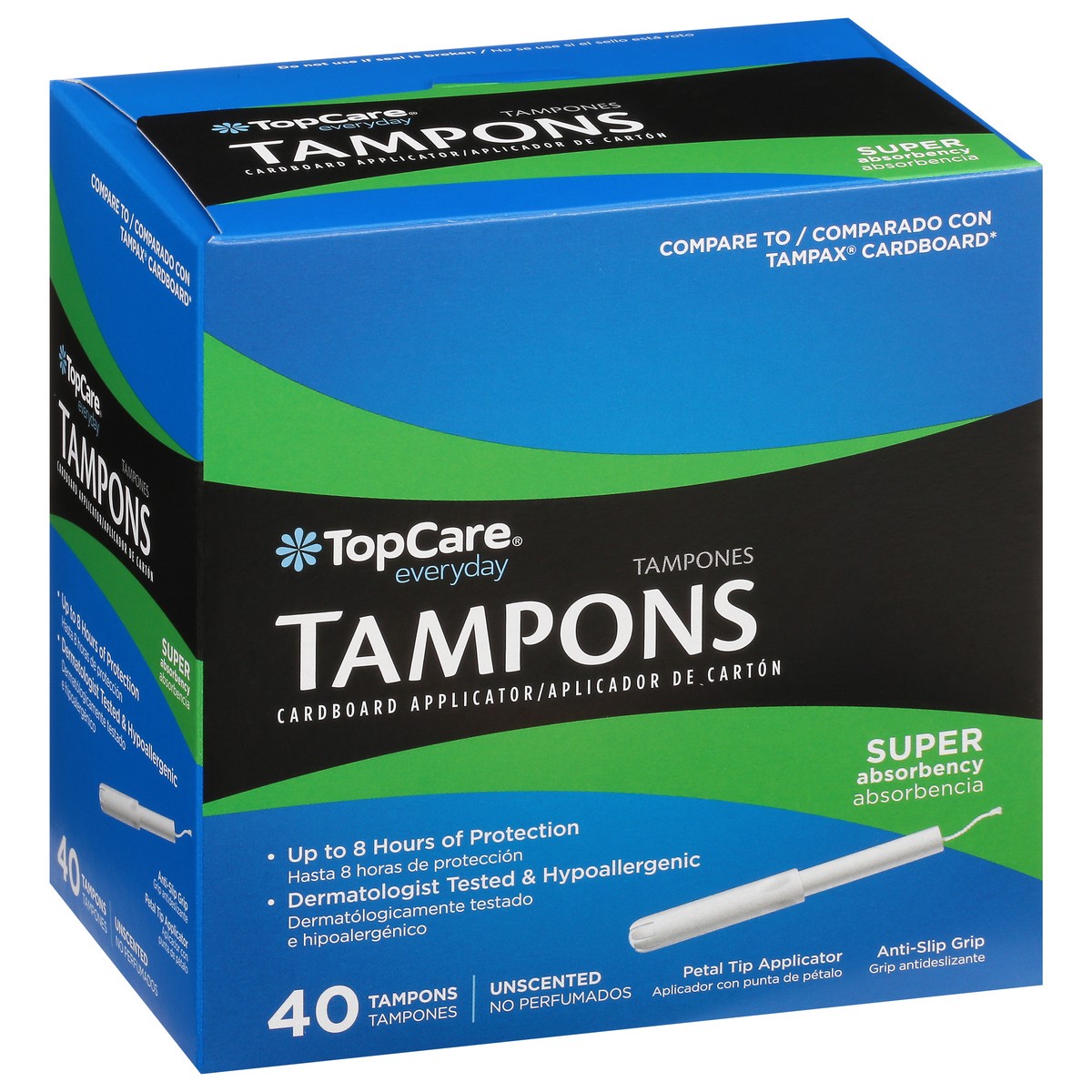 slide 2 of 9, TopCare Everyday Cardboard Applicator Super Absorbency Unscented Tampons 40 ea, 40 ct