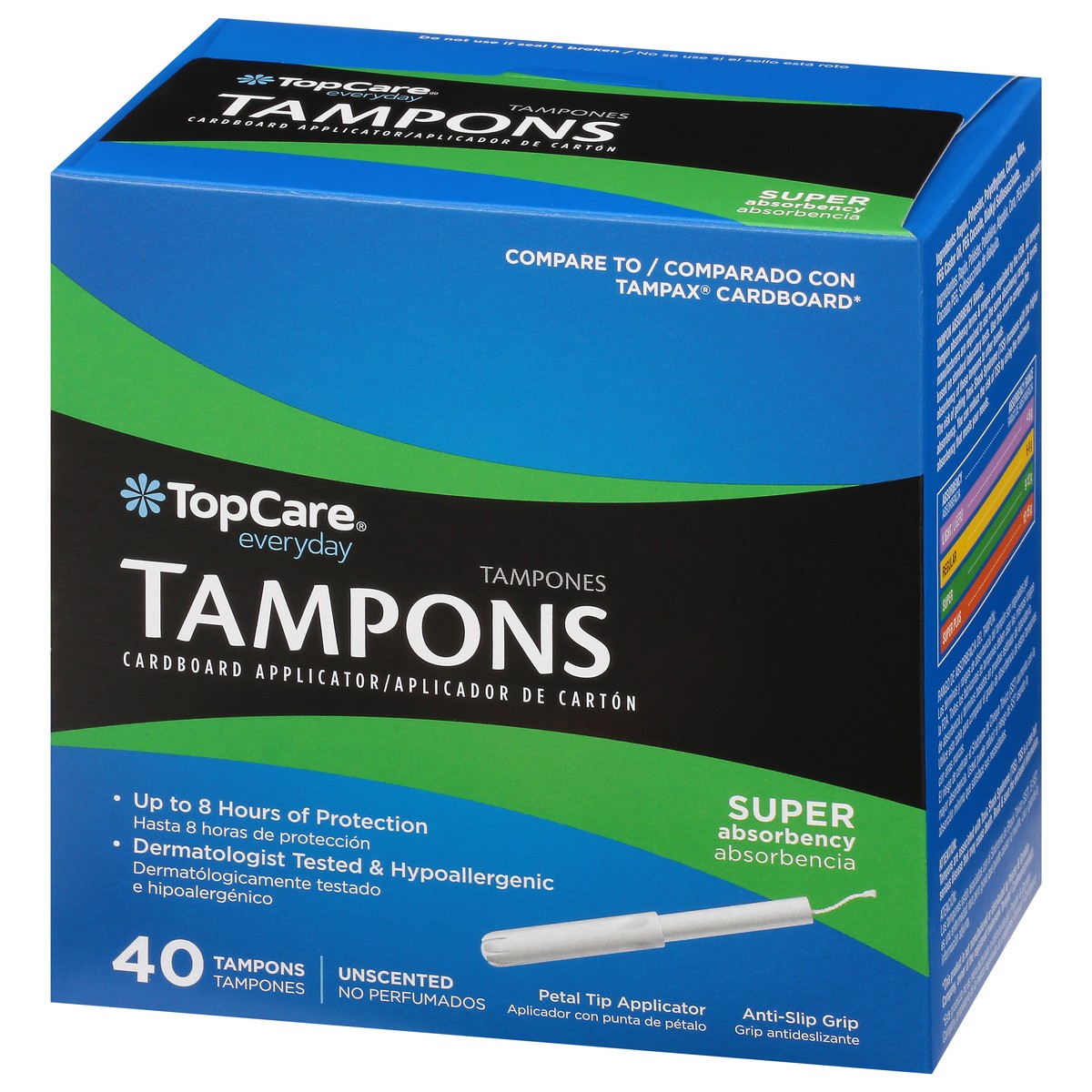 slide 3 of 9, TopCare Everyday Cardboard Applicator Super Absorbency Unscented Tampons 40 ea, 40 ct