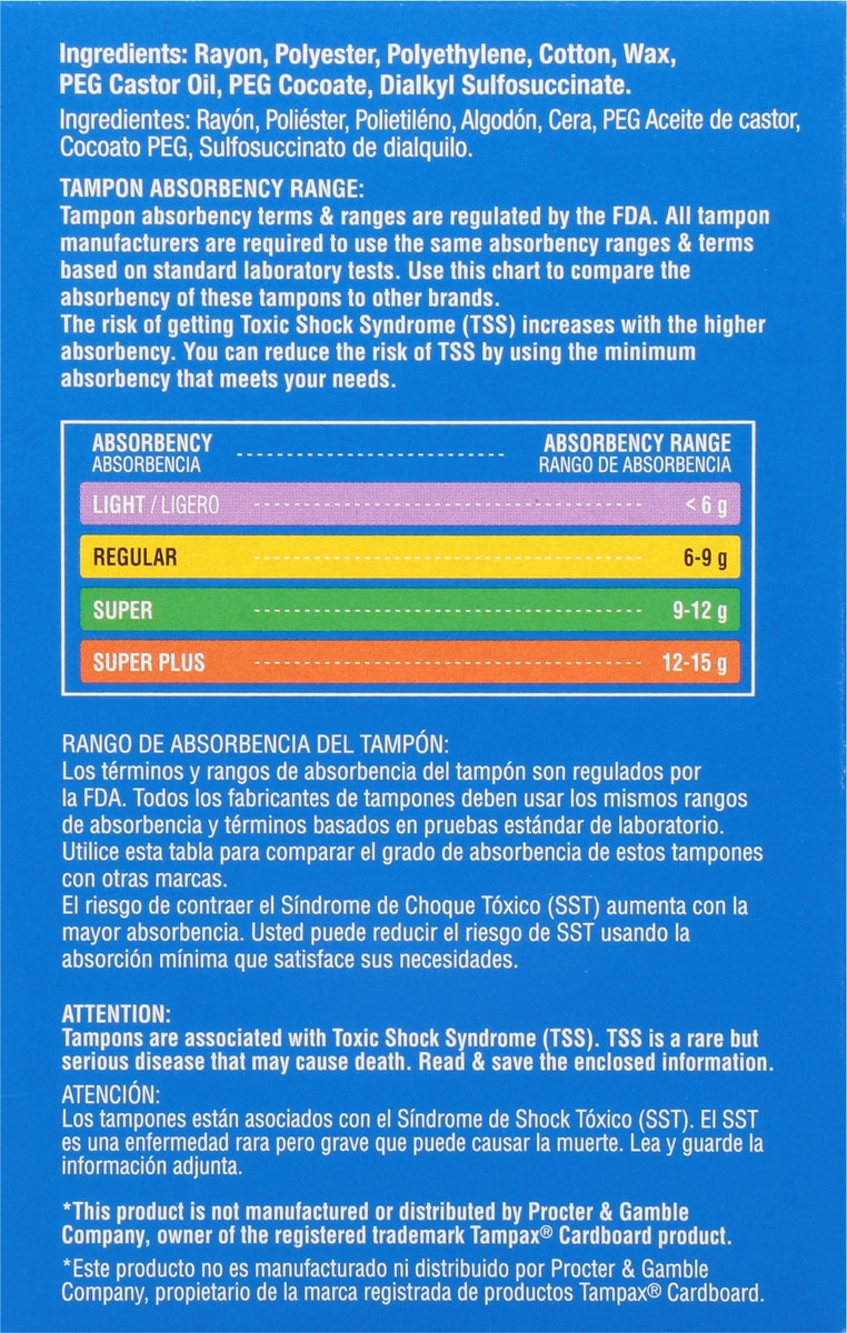 slide 8 of 9, TopCare Everyday Cardboard Applicator Super Absorbency Unscented Tampons 40 ea, 40 ct