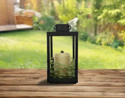 Mikasa LED Metal Lantern Black Euc Ring 14 inches