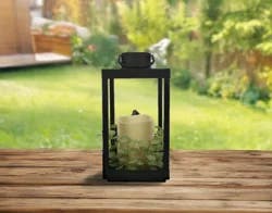 Mikasa LED Metal Lantern Black Euc Ring 14 inches