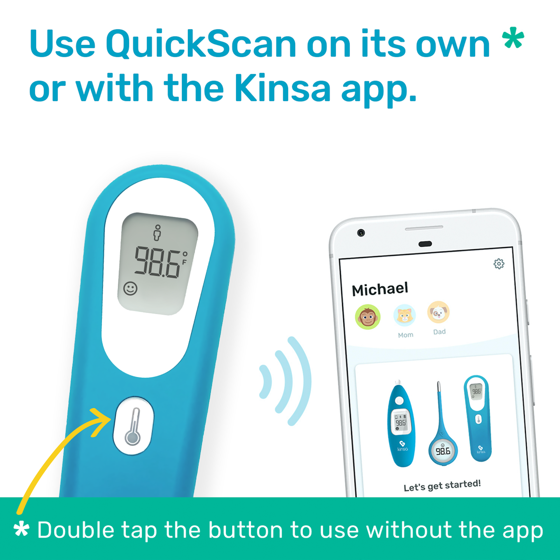 slide 5 of 5, Kinsa Quickscan Non-Contact Thermometer, 1 ct