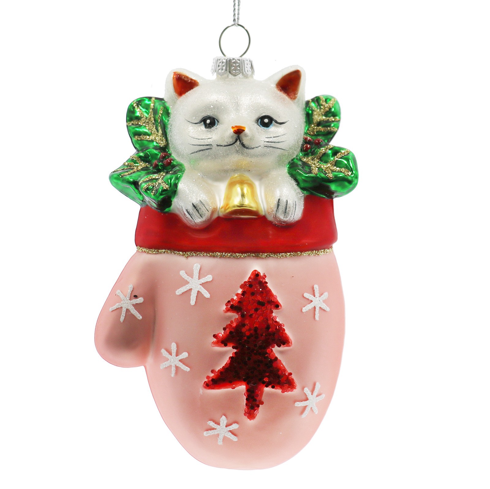 slide 2 of 4, 5" Kitten In A Mitten Glass Ornament By Ashland, 5 in