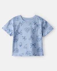 Carter's Toddler Girl Bow Icon Short-Sleeve Pocket Tee - Blue 5T