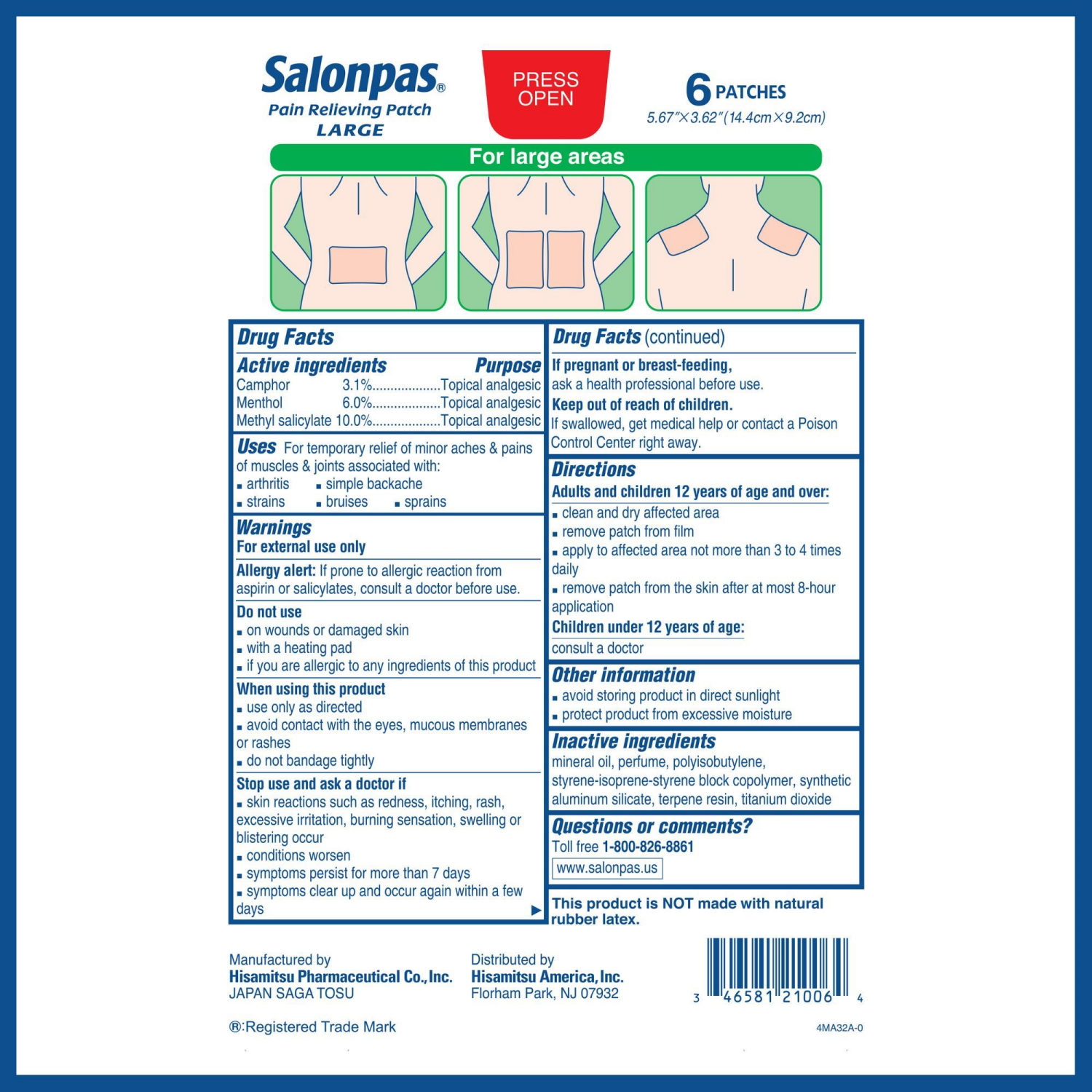 slide 3 of 8, Salonpas Large 6ct, 6 ct