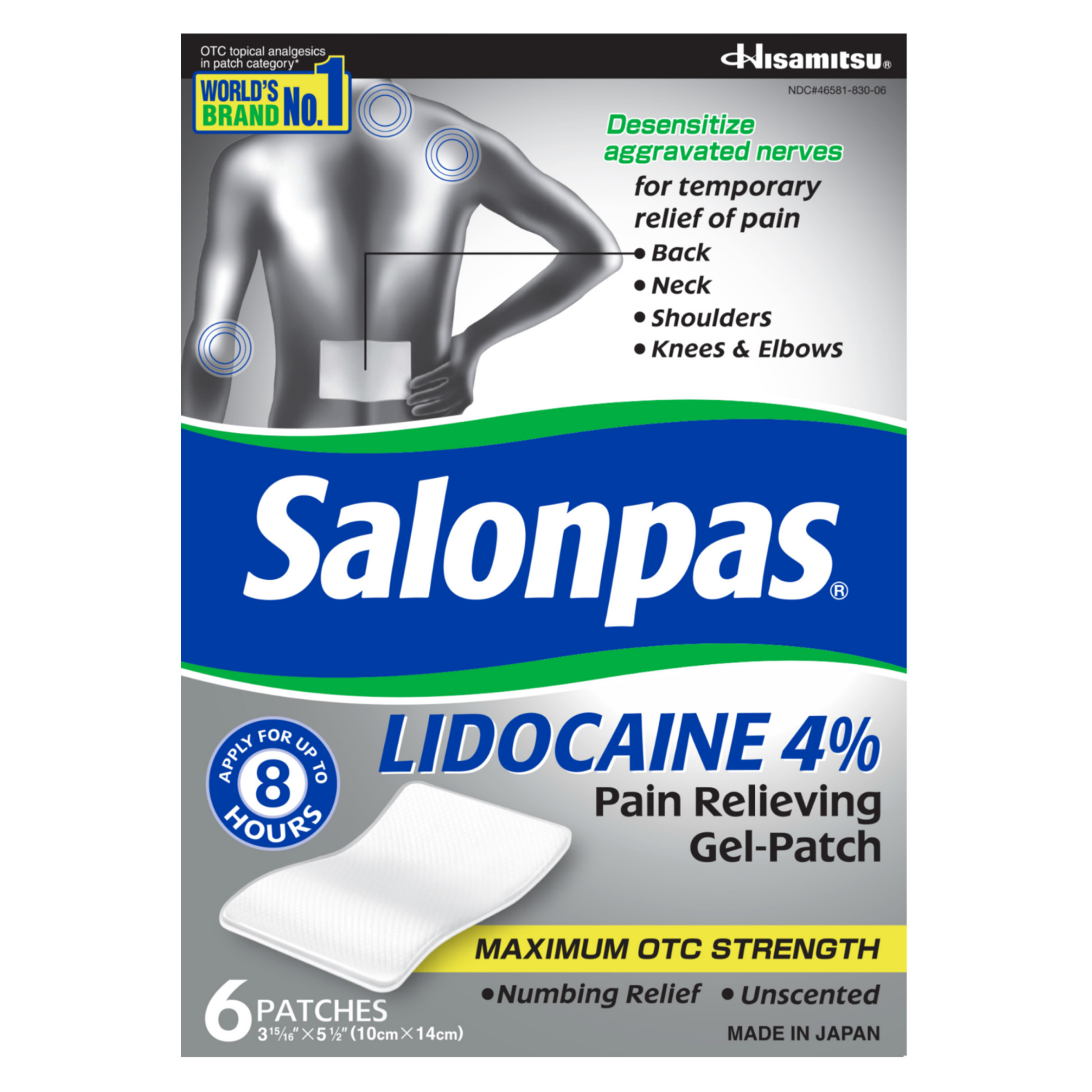 slide 1 of 8, Salonpas Lidocaine 4% Pain Relieving Gel Patch - 6ct, 6 ct