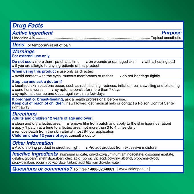 slide 2 of 2, Salonpas LIDOCAINE 4% Pain Relieving Gel-Patch, 15 Patches, 