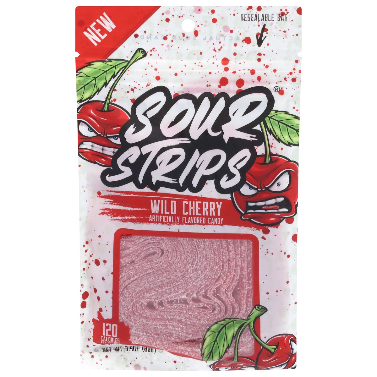 slide 1 of 14, Sour Strips Wild Cherry Candy 3.4 oz, 3.4 oz