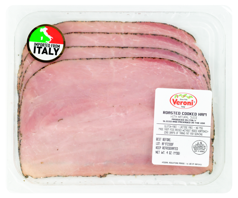 slide 1 of 1, Veroni Roasted Cooked Ham, 4 oz