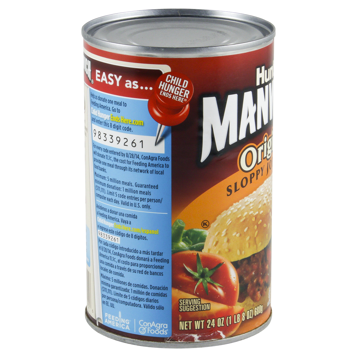 Hunt's Manwich Sloppy Joe Sauce Original 24oz Can