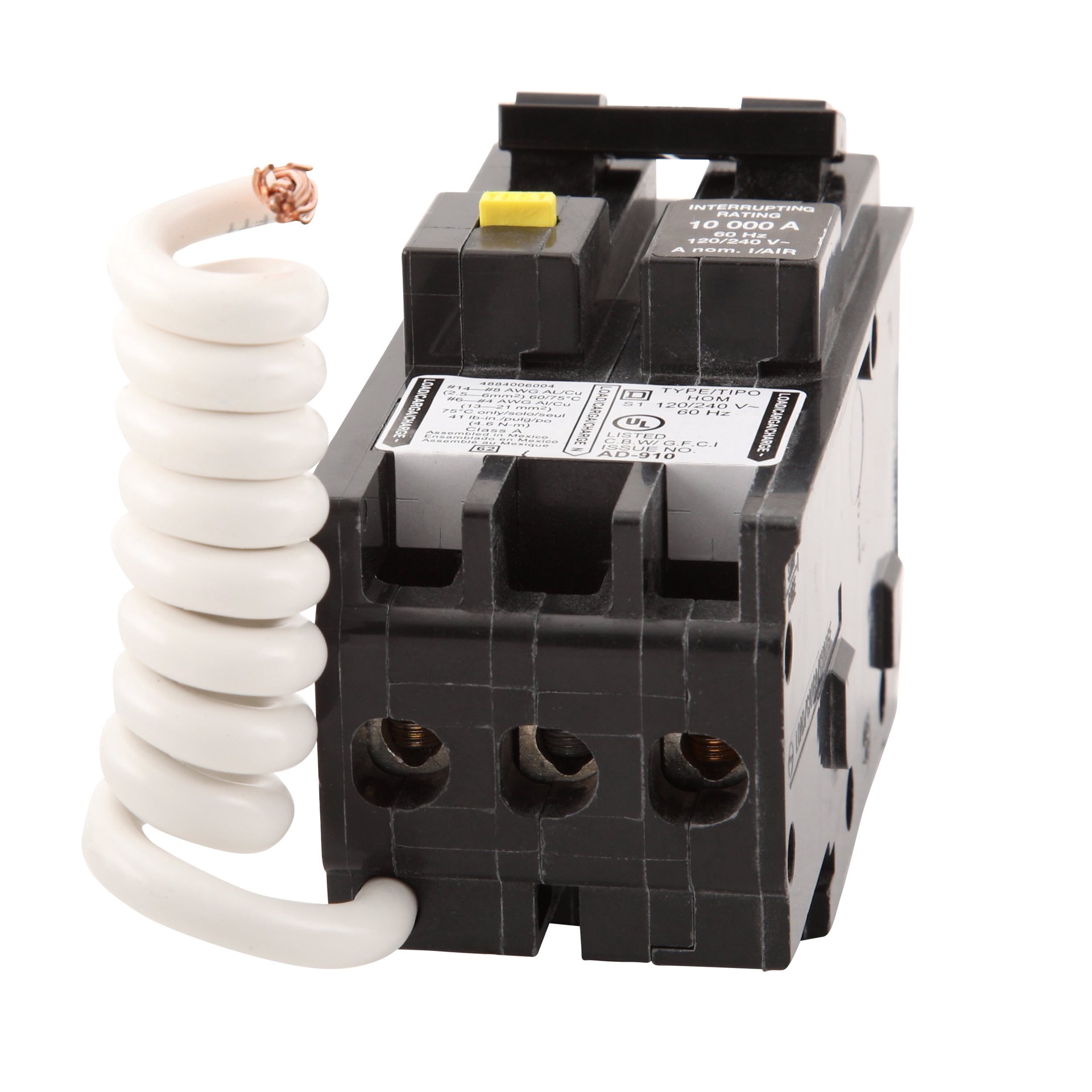 slide 4 of 6, Square D Homeline 50-amp 2 -Pole GFCI Circuit Breaker, 1 ct