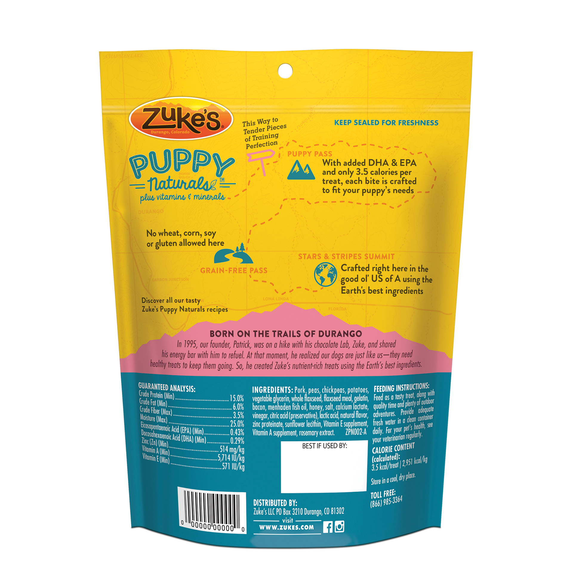 slide 2 of 4, ZUKES Puppy Naturals Puppy Treats Pork and Chickpea Recipe - 5 oz Bag, 5 oz