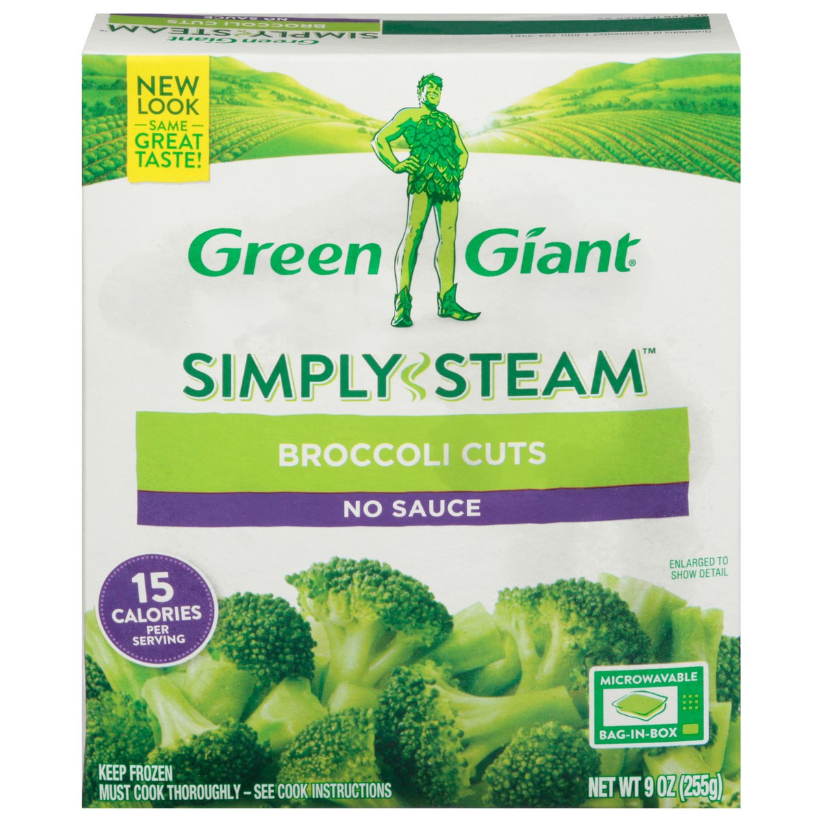 slide 1 of 14, Green Giant Simply Steam No Sauce Broccoli Cuts 9 oz, 9 oz