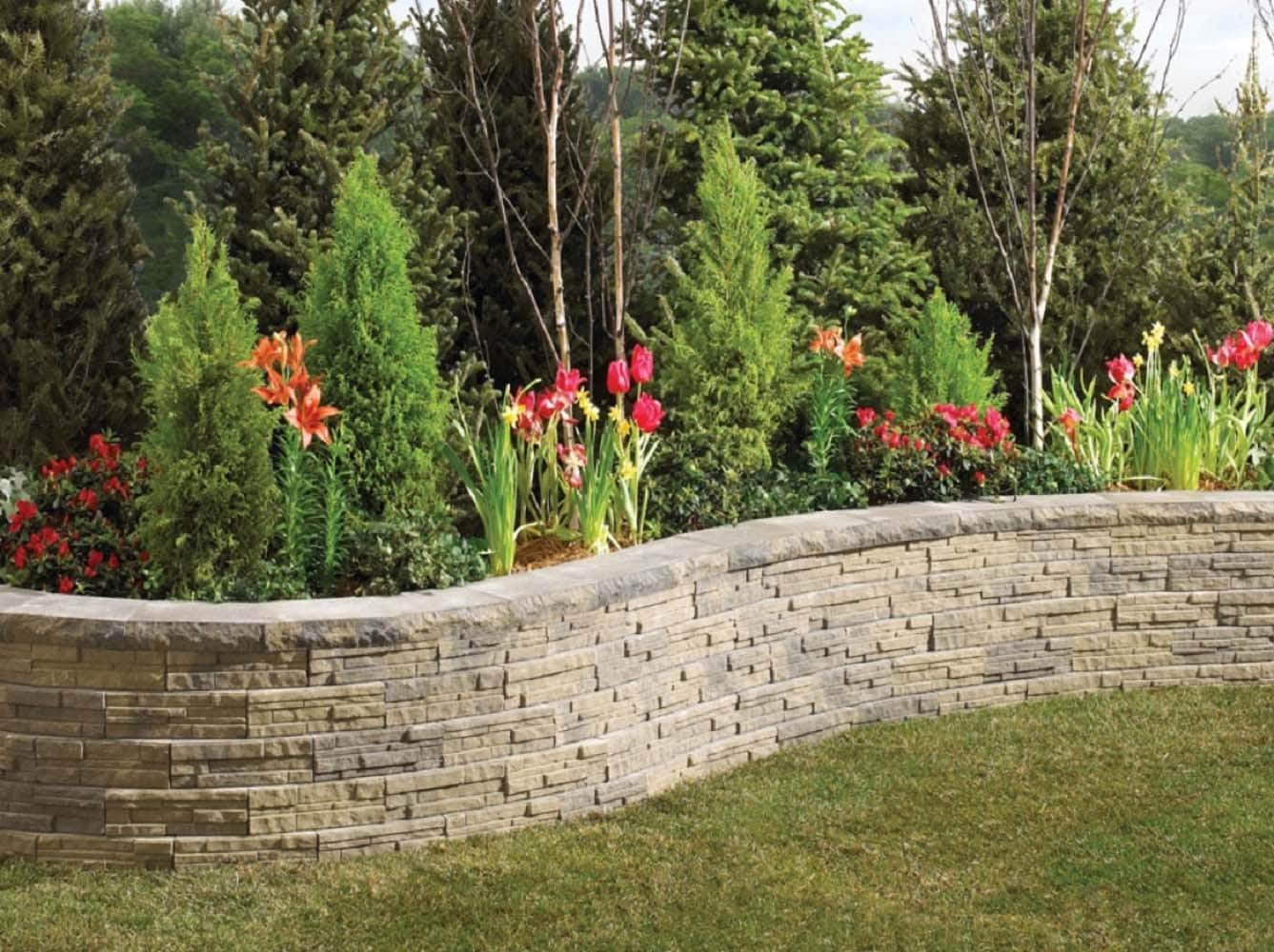 slide 3 of 5, 4.0-in H x 12.1-in L x 6.6-in D Oak Run Concrete Retaining wall block, 1 ct