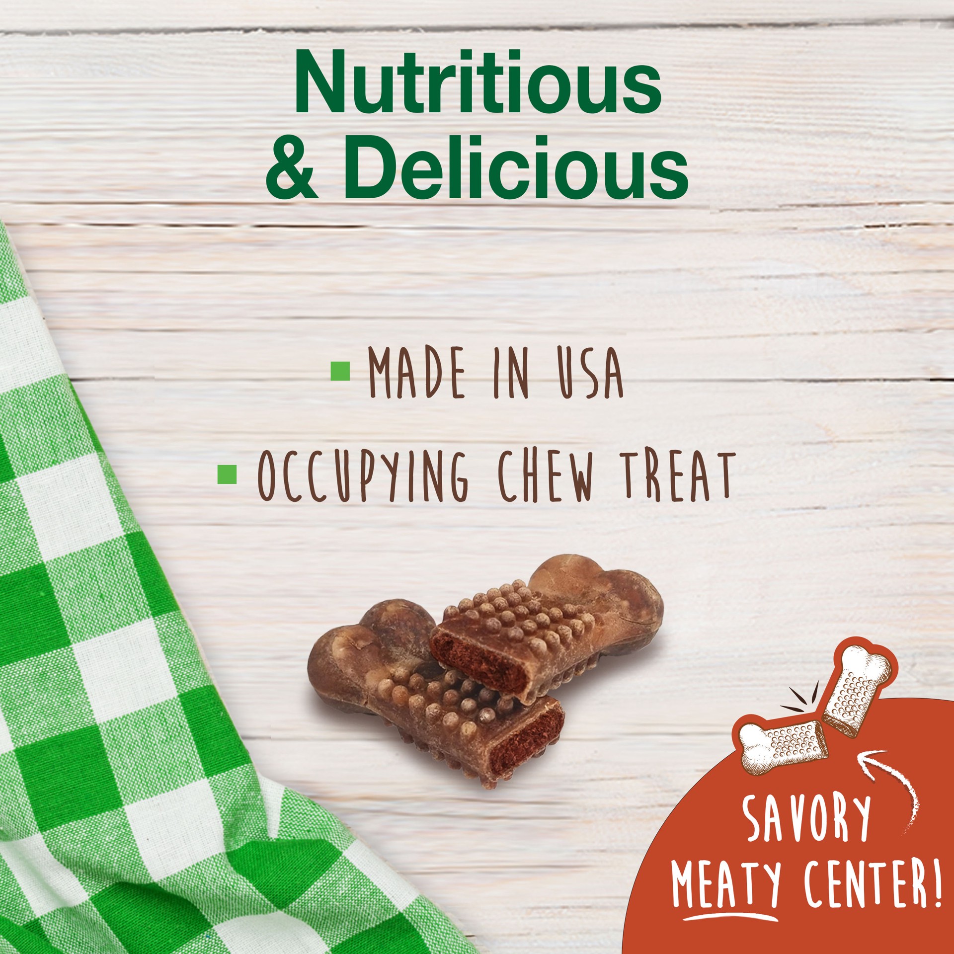 slide 8 of 10, Nylabone Healthy Edibles Meaty Center Natural Dog Treats Beef Small - Up to 30 lbs.(4 Count), 3.3 oz