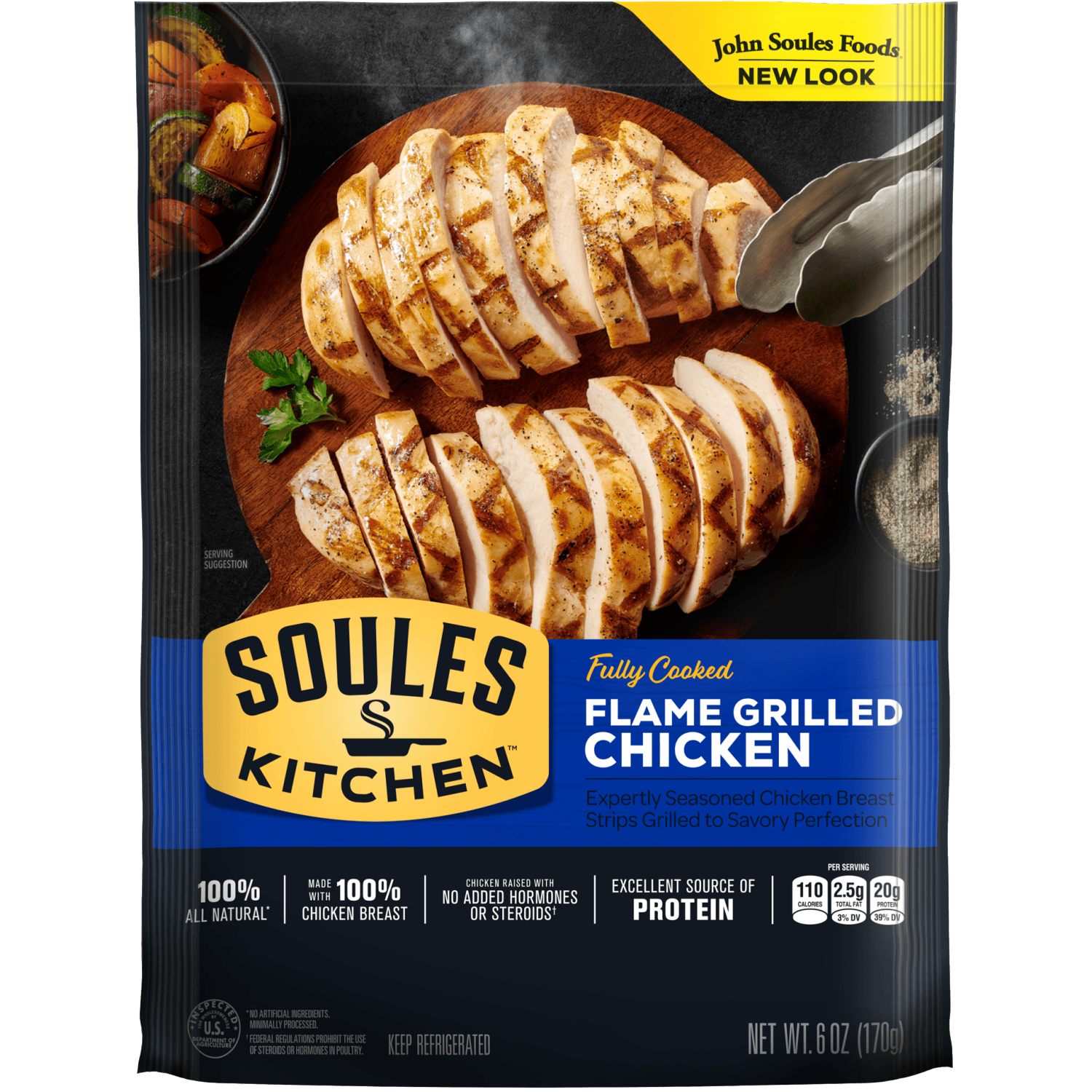 slide 1 of 5, John Soules Foods, Flame Grilled Chicken, 6 oz, Refrigerated, 6 oz