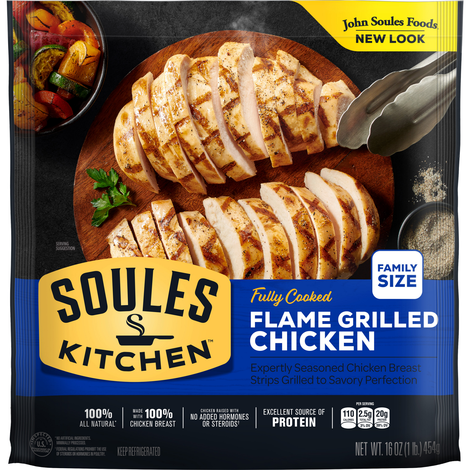 slide 1 of 5, John Soules Foods Fresh, Fully Cooked Chicken Breast Strips With Rib Meat - Grilled - Family Size, 16 oz, 16 oz