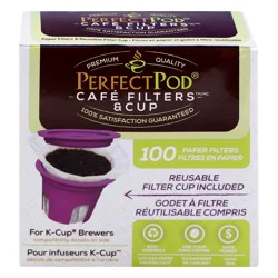 Perfect Pod Cafe Filters & Cup Reusable Paper Filters - 100 ct