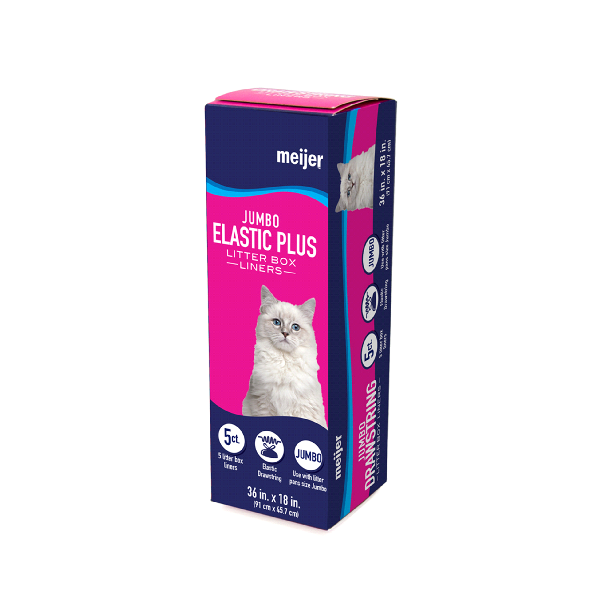 slide 1 of 2, Meijer Jumbo Elastic Plus Litter Box Liners, 5 ct