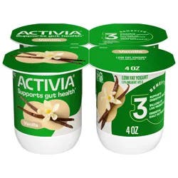 Activia Vanilla Probiotic Yogurt, Delicious Low Fat Yogurt Cups to Help Support Gut Health, 4 oz, 4 Count