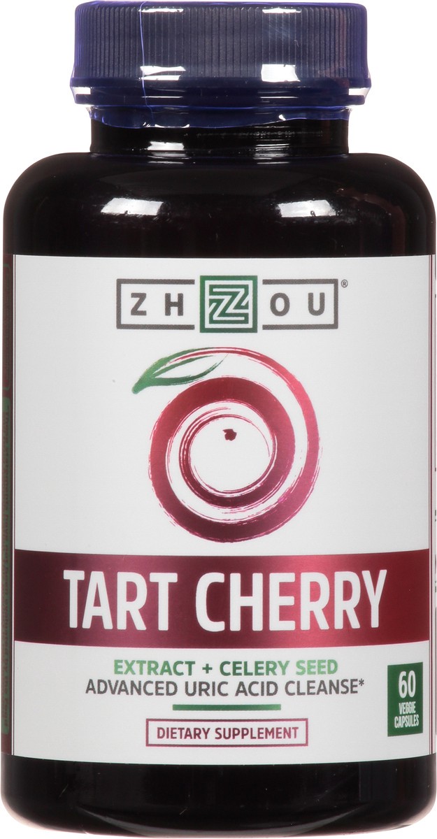 slide 1 of 4, Zhou Tart Cherry Advanced Uric Acid Cleanse Capsules 60 ea Bottle, 60 ct
