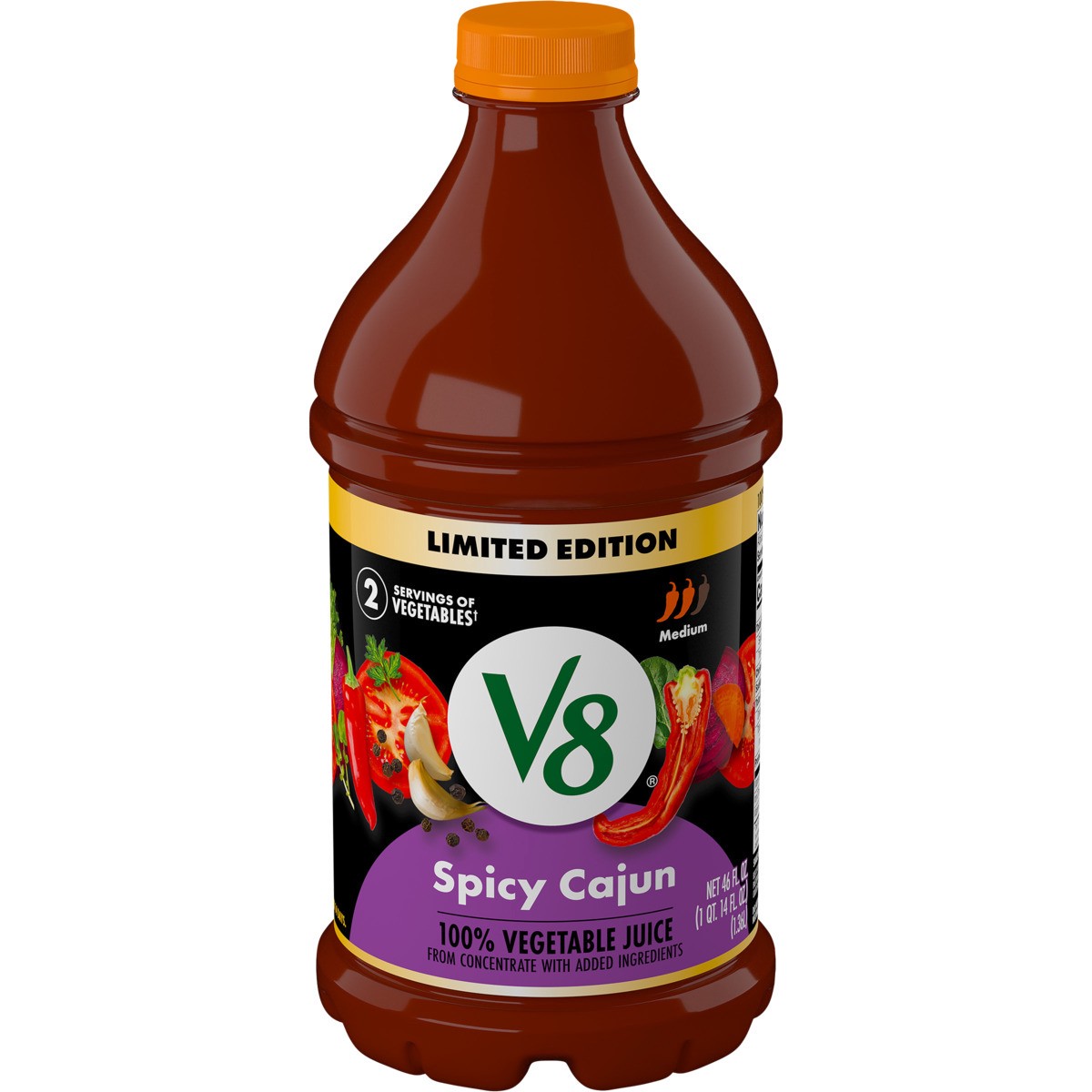 slide 1 of 11, V8 Spicy Cajun 100% Vegetable Juice, 46 fl oz, 46 oz