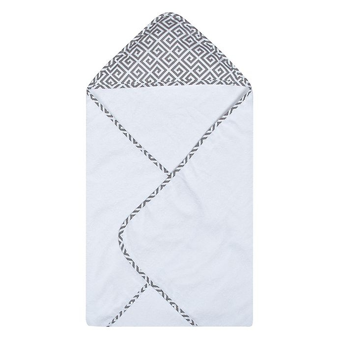 slide 1 of 2, Trend Lab Greek Key Deluxe Hooded Towel - Grey, 1 ct