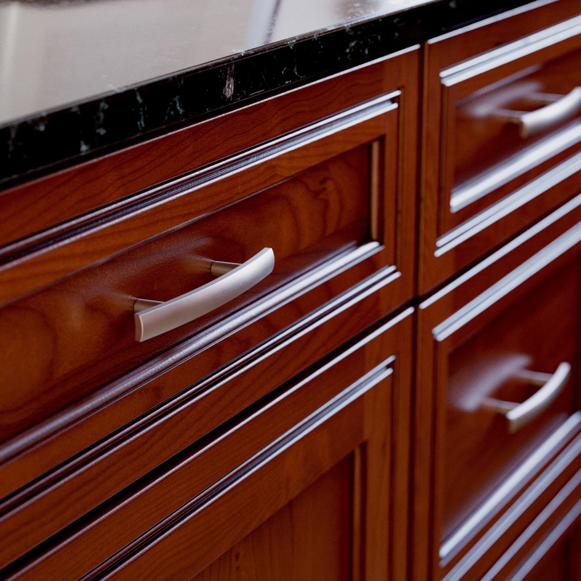 slide 3 of 6, allen + roth Amelia 3-in , 76mm Center to Center Satin Nickel Arch Handle Drawer Pull, 1 ct